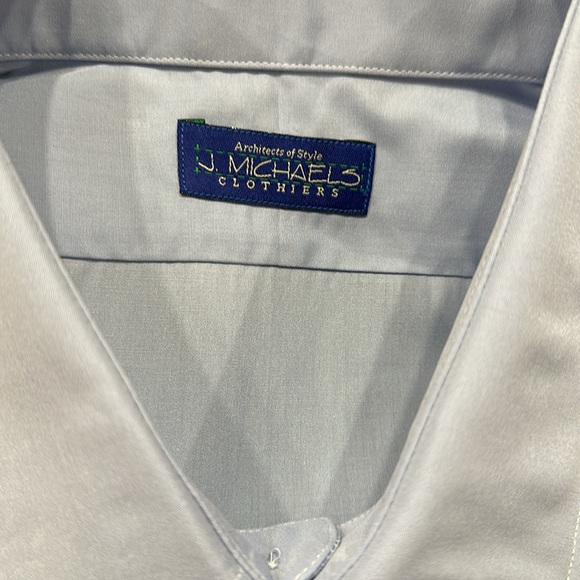 NWOT🤩 J MICHAELS CLOTHIERS CUSTOM BLUE BUTTON UP DRESS SHIRT WITH SPREAD COLLAR - Picture 3 of 8
